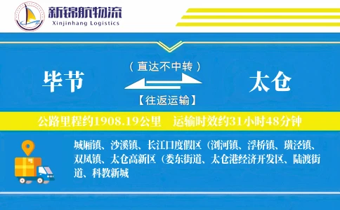 毕节到太仓物流公司