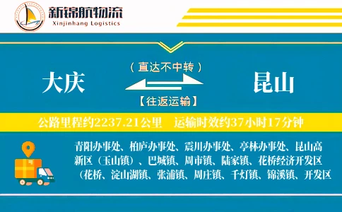 大庆到昆山物流公司