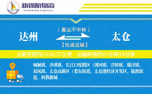 达州到太仓物流公司