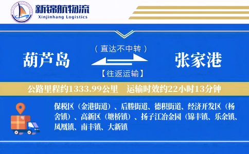 葫芦岛到张家港物流公司