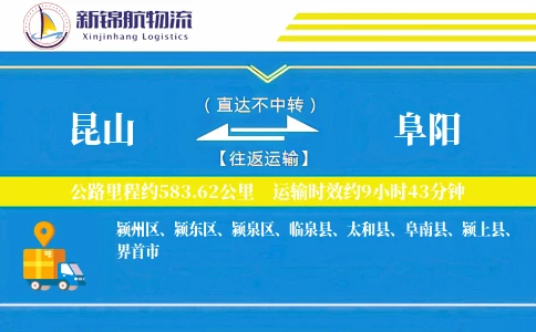 昆山到阜阳物流公司-设备货运专线「极速送达」