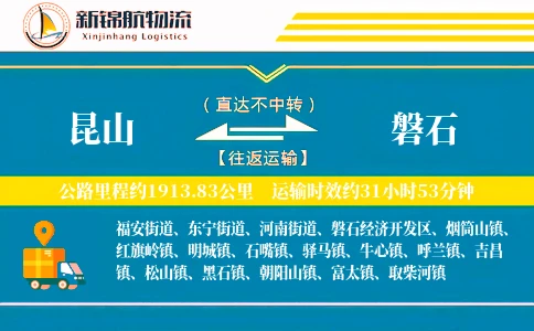 昆山到磐石物流公司