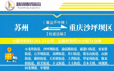 苏州到重庆沙坪坝区物流公司