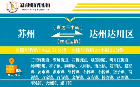 苏州到达州达川区物流公司