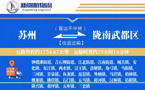苏州到陇南武都区物流公司