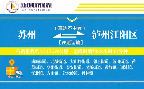 苏州到泸州江阳区物流公司