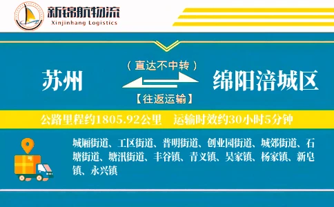 苏州到绵阳涪城区物流公司