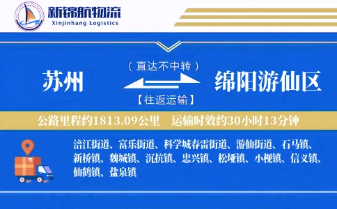苏州到绵阳游仙区物流公司