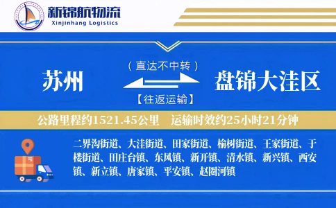 苏州到盘锦大洼区物流公司