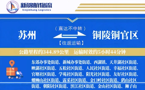 苏州到铜陵铜官区物流公司