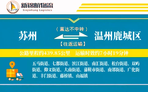 苏州到温州鹿城区物流公司