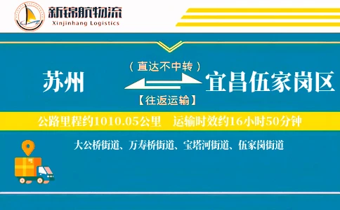 苏州到宜昌伍家岗区物流公司