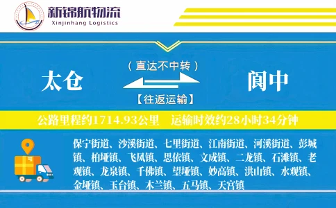 太仓到阆中物流公司