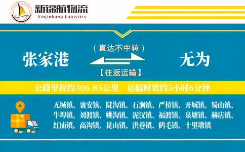 张家港到无为物流公司